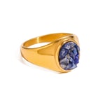 Blue & Gold / 7 / 1 Piece Simple Series Retro Geometric Stainless Steel  Gold Color Natural Stone Women's Single Ring Picture7